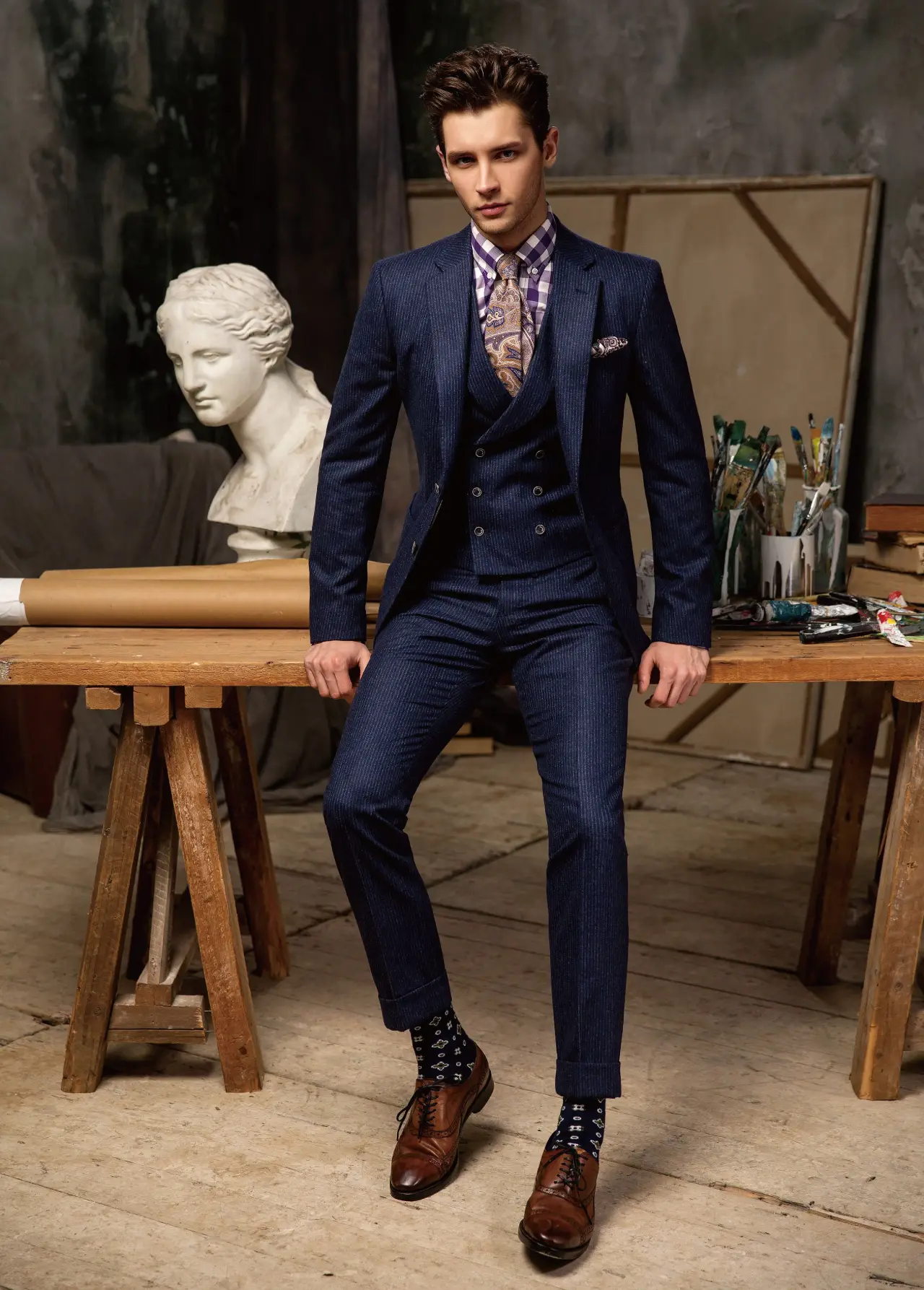 Germanicos bespoke navy suit and tailoring craftsmanship